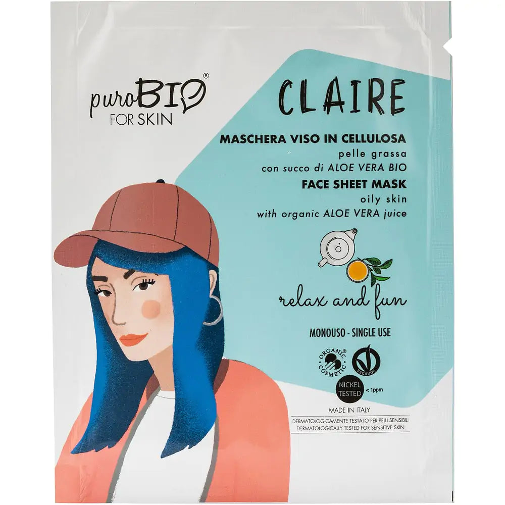 CLAIRE Maschera Viso pelle GRASSA 15 ml PUROBIO FOR SKIN