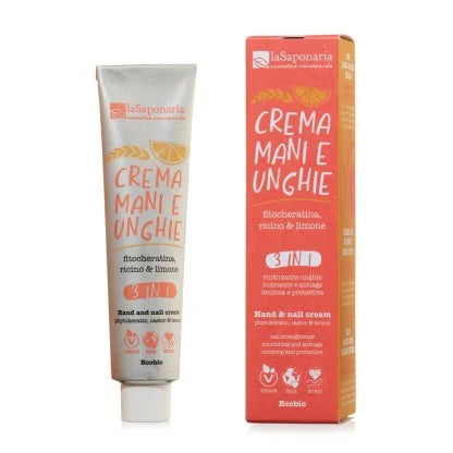 Crema mani e unghie 3 IN 1 - Fitocheratina, ricino & limone 40 ml La Saponaria