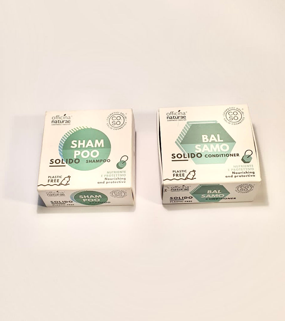 COMBO: CO.SO Shampoo Solido Nutriente e Protettivo + CO.SO Balsamo Nutriente e Protettivo 64 gr  OFFICINA NATURAE