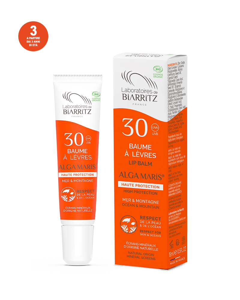 Balsamo Labbra Protettivo Bio SPF 30 Mare e Montagna 15 ml ALGA MARIS