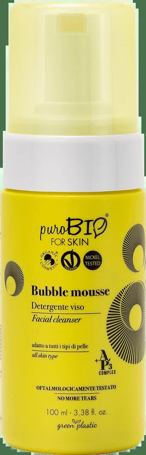 BUBBLE MOUSSE DETERGENTE VISO 100 ml PUROBIO FOR SKIN