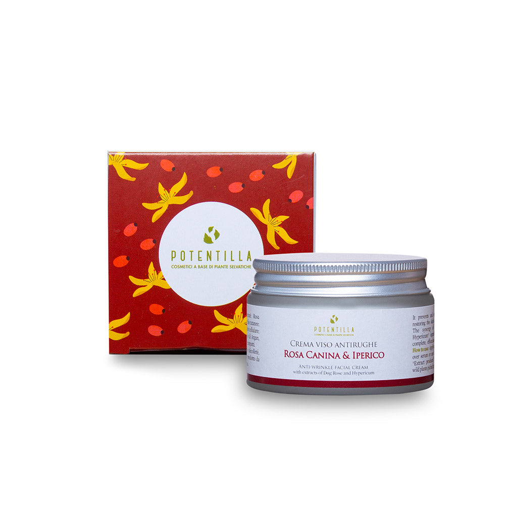 Crema Viso Antirughe con Estratti di Rosa canina e Iperico POTENTILLA 50 ml e 15 ml