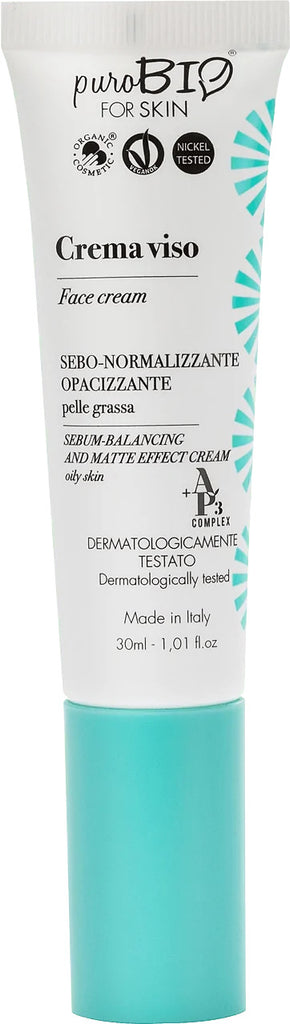 PUROBIO FOR SKIN Crema Viso SEBO NORMALIZZANTE OPACIZZANTE 30 ml