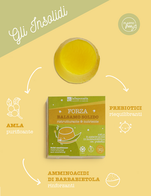 Balsamo solido Forza - ristrutturante e nutriente LA SAPONARIA Formato 40 gr = 200 ml di balsamo tradizionale