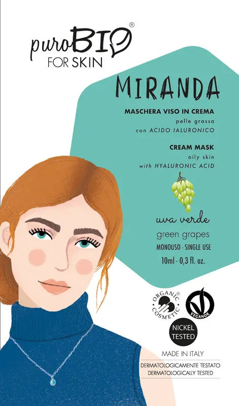 PUROBIO FOR SKIN MASCHERA VISO MIRANDA ALL' UVA per PELLE GRASSA 10 ml