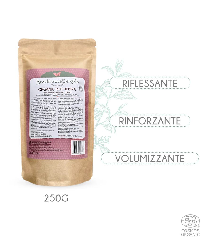 Hennè Rosso Bio ( Lawsonia Inermis ) 100 GR o 250 g BEAUTILICIOUS DELIGHTS